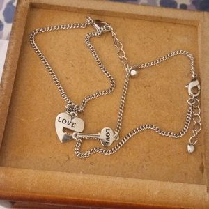 Love Heart and Key Silver Bracelets